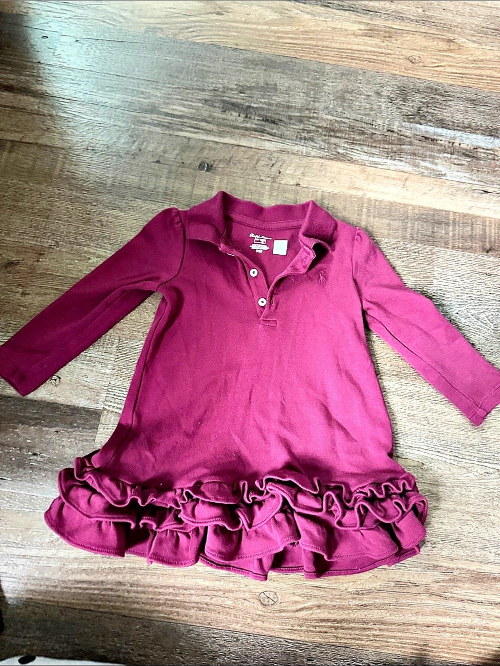Ralph Lauren Ruffled Cotton Polo Dress Purple Girls